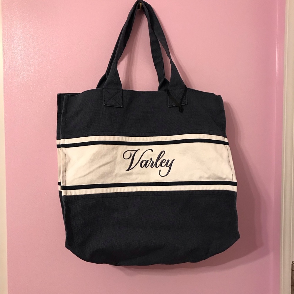 Varley navy and white Foeburn Market Tote Canvas Bag